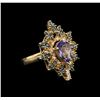 Image 1 : 1.72ct Tanzanite and Diamond Ring - 14KT Yellow Gold