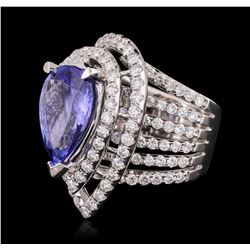 18KT White Gold 6.53ct Tanzanite and Diamond Ring