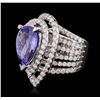 Image 1 : 18KT White Gold 6.53ct Tanzanite and Diamond Ring