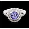 Image 2 : 14KT White Gold 1.43ct Tanzanite and Diamond Ring
