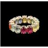 Image 2 : 8.93ctw Multicolor Sapphire and Ruby Ring - 14KT Yellow Gold