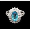 Image 2 : 2.05ct Paraiba Tourmaline and Diamond Ring - 18KT White Gold