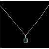 Image 2 : 3.65ct Emerald and Diamond Pendant With Chain - 14KT White Gold