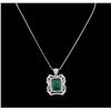 Image 1 : 12.37ct Emerald and Diamond Pendant With Chain - 14KT Yellow Gold