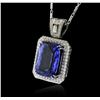 Image 2 : 18KT White Gold GIA Certified 16.95ct Tanzanite and Diamond Pendant With Chain