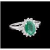 Image 1 : 1.33ct Emerald and Diamond Ring - 14KT White Gold