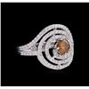 Image 1 : 14KT White Gold GIA Certified Fancy Orange 1.32ctw Diamond Ring