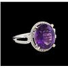 Image 2 : 14KT White Gold 3.95ct Amethyst and Diamond Ring