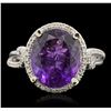 Image 3 : 14KT White Gold 3.95ct Amethyst and Diamond Ring