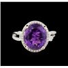 Image 4 : 14KT White Gold 3.95ct Amethyst and Diamond Ring