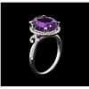 Image 5 : 14KT White Gold 3.95ct Amethyst and Diamond Ring