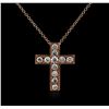 Image 1 : 14KT Rose Gold 0.26ctw Diamond Cross Pendant With Chain