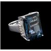Image 1 : 29.63ct Blue Topaz and Diamond Ring - 14KT White Gold