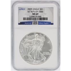 2005 NGC MS69 American Silver Eagle Dollar