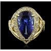 Image 4 : 14KT Yellow Gold 7.74ct GIA Cert Tanzanite and Diamond Ring