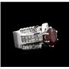 Image 1 : 4.17ct Ruby and Diamond Ring - 18KT White Gold