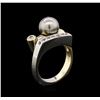 Image 3 : 0.32ct Pearl and Diamond Ring - 14KT Two-Tone Gold