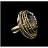 Image 1 : 5.10ct Smoky Quartz and Diamond Ring - 18KT Yellow Gold