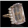 Image 2 : 14KT Yellow Gold GIA Certified 65.77ct Kunzite and Diamond Ring