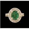 Image 2 : 1.78ct Emerald and Diamond Ring - 14KT Yellow Gold