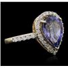 Image 1 : 14KT Yellow Gold 2.80ct Tanzanite and Diamond Ring