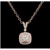 Image 2 : 0.74ctw Diamond Pendant With Chain - 14KT Rose Gold