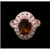 Image 1 : 2.75ct Green Tourmaline and Diamond Ring - 14KT Rose Gold