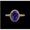 Image 2 : 14k Rose Gold 2.03ct Tanzanite and Diamond Ring