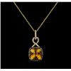 Image 2 : 3.80ct Citrine and Diamond Pendant With Chain - 14KT Yellow Gold