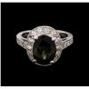 Image 1 : 4.03ct Tourmaline and Diamond Ring - 14KT White Gold