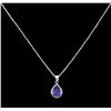 Image 2 : 4.39ct Tanzanite and Diamond Pendant With Chain - 14KT White Gold