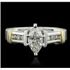 Image 1 : 14KT Two-Tone 1.08ctw Marquise Cut Diamond Ring