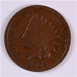 1908-S INDIAN HEAD CENT, XF