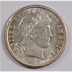 1902 BARBER DIME CHOICE BU