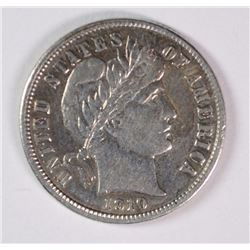1910-S BARBER DIME, XF/AU TOUGH DATE!!