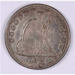 1877 SEATED QUARTER, XF/AU