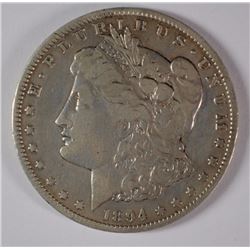 1894 MORGAN SILVER DOLLAR, NICE VF,  KEY-DATE