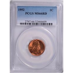1952 LINCOLN CENT, PCGS MS-66 RED
