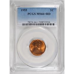 1955 LINCOLN CENT PCGS MS-66+ RED