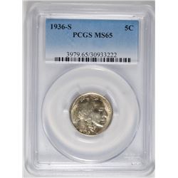 1936-S BUFFALO NICKEL PCGS MS-65