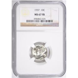 1937 MERCURY DIME, NGC MS-67 FULL BANDS