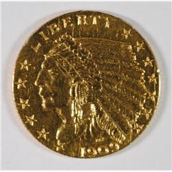 1909 $2.50 GOLD INDIAN, AU DETAILS ( EX JEWELRY