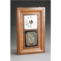 American Mahogany and Figured Maple EglomisT Panel 8-Day Shelf Clock William S. Johnson, New Y...