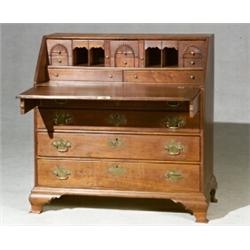 Chippendale Walnut Slant-Front Desk Massachusetts, Circa 1770-1780 The interior having a st...