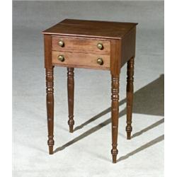 Federal Mahogany Work Table New England, First Quarter 19th Century Top with cracks; brass...