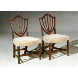 Property from a Washington, DC Collector Pair of Federal Satinwood Inlaid Mahogany Shi...