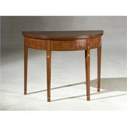 Property of Various Owners Federal Satinwood and Ebonized Wood Inlaid Mahogany Demilun...