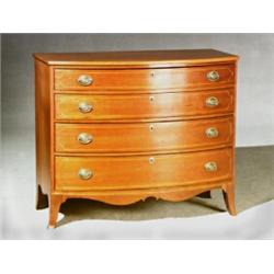 Federal Satinwood Inlaid Cherry Bowfront Chest of Drawers Massachusetts, Circa 1805 Brasses...