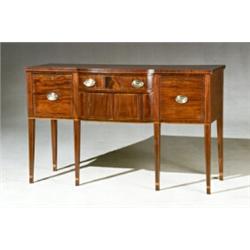 Federal Satinwood Inlaid Mahogany Serpentine Sideboard New England, First Quarter 19th Century...