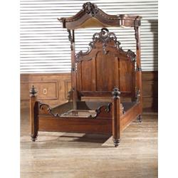 Victorian Rococo Style Rosewood Canopy Double Bedstead Probably Southern, New Orleans Area, Ci...